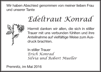 Traueranzeige von Edeltraut Konrad von Märkische Oderzeitung