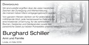 Traueranzeige von Burghard Schiller von Märkische Oderzeitung