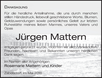 Traueranzeige von Jürgen Mattern von Märkische Oderzeitung