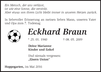 Traueranzeige von Eckhard Braun von Märkische Oderzeitung