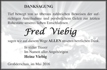 Traueranzeige von Fred Viebig von Märkische Oderzeitung