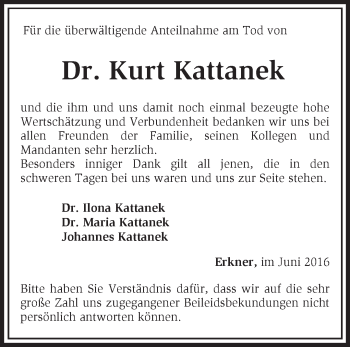 Traueranzeige von Kurt Kattanek von Märkische Oderzeitung