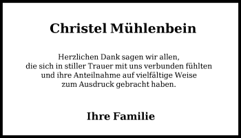 Traueranzeige von Christel Mühlenheim von Märkische Oderzeitung