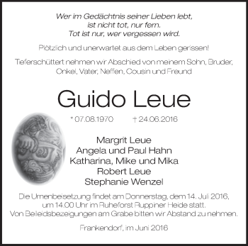 Traueranzeige von Guido Leue von Märkische Oderzeitung