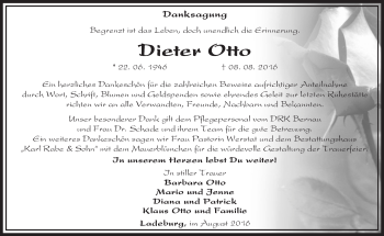 Traueranzeige von Dieter Otto von Märkische Oderzeitung