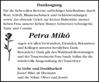 Traueranzeige von Petra Mikó von Märkische Oderzeitung