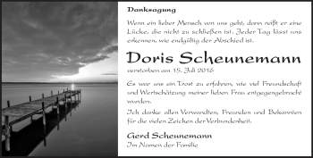 Traueranzeige von Doris Scheunemann von Märkische Oderzeitung