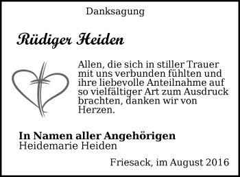 Traueranzeige von Rüdiger Heiden von Märkische Oderzeitung