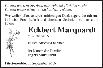 Traueranzeige von Eckbert Marquardt von Märkische Oderzeitung