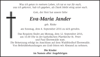Traueranzeige von Eva-Maria Jander von Märkische Oderzeitung