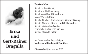 Traueranzeige von Erika und Gert-Rainer Bragulla von Märkische Oderzeitung