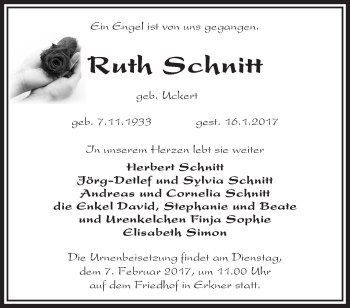 Traueranzeige von Ruth Schnitt von Märkische Oderzeitung