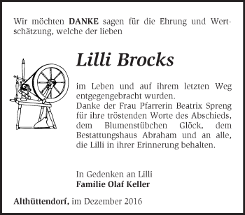 Traueranzeige von Lilli Brocks von Märkische Oderzeitung