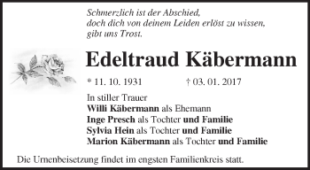 Traueranzeige von Edeltraud Käbermann von Märkische Oderzeitung