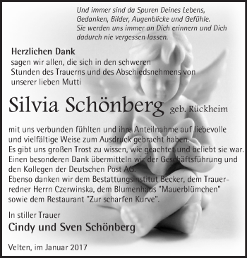 Traueranzeige von Silvia Schönberg von Märkische Oderzeitung