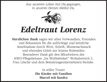 Traueranzeige von Edeltraut Lorenz von Märkische Oderzeitung