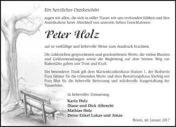 Traueranzeige von Peter Holz von Märkische Oderzeitung