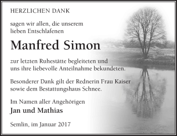 Traueranzeige von Manfred Simon von Märkische Oderzeitung