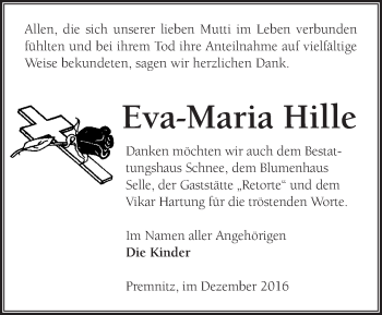 Traueranzeige von Eva-Maria Hille von Märkische Oderzeitung