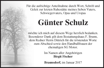 Traueranzeige von Günter Schulz von Märkische Oderzeitung