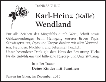 Traueranzeige von Karl-Heinz Wendland von Märkische Oderzeitung