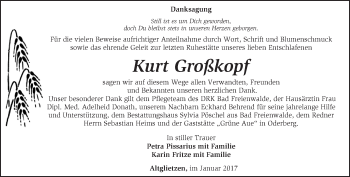 Traueranzeige von Kurt Großkopf von Märkische Oderzeitung