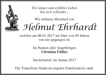 Traueranzeige von Helmut Ehrhardt von Märkische Oderzeitung