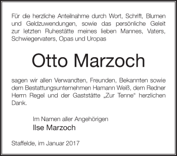 Traueranzeige von Otto Marzoch von Märkische Oderzeitung