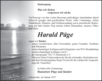 Traueranzeige von Harald Päge von Märkische Oderzeitung