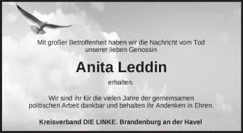 Traueranzeige von Anita Leddin von Märkische Oderzeitung