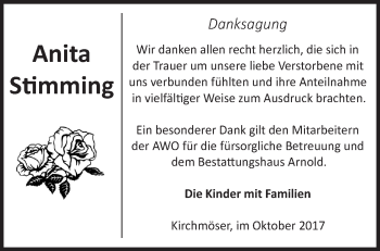 Traueranzeige von Anita Stimming von Märkische Oderzeitung