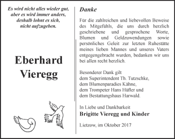 Traueranzeige von Eberhard Vieregg von Märkische Oderzeitung