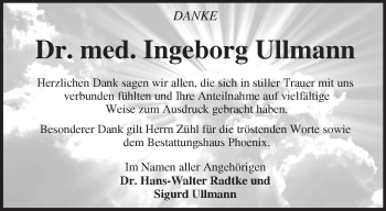 Traueranzeige von Ingeborg Ullmann von Märkische Oderzeitung