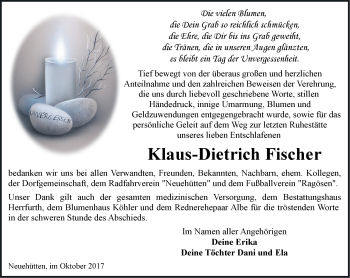 Traueranzeige von Klaus-Dietrich Fischer von Märkische Oderzeitung