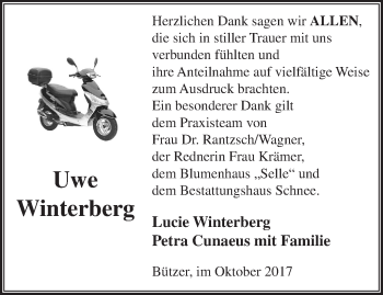 Traueranzeige von Uwe Winterberg von Märkische Oderzeitung