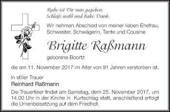 Traueranzeige von Brigitte Raßmann von Märkische Oderzeitung