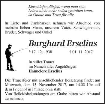 Traueranzeige von Burghard Erselius von Märkische Oderzeitung