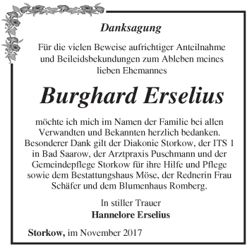 Traueranzeige von Burghard Erselius von Märkische Oderzeitung