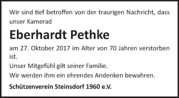 Traueranzeige von Eberhardt Pethke von Märkische Oderzeitung