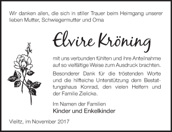 Traueranzeige von Elvire Kröning von Märkische Oderzeitung