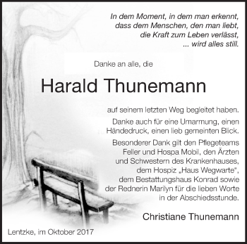 Traueranzeige von Harald Thunemann von Märkische Oderzeitung