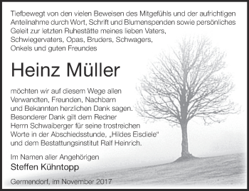 Traueranzeige von Heinz Müller von Märkische Oderzeitung