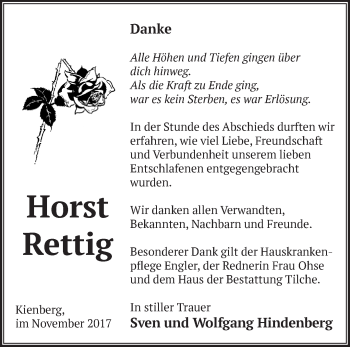 Traueranzeige von Horst Rettig von Märkische Oderzeitung