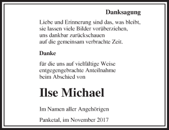 Traueranzeige von Ilse Michael von Märkische Oderzeitung