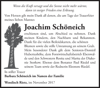 Traueranzeige von Joachim Schöneich von Märkische Oderzeitung