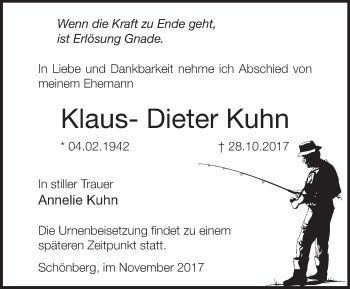 Traueranzeige von Klaus- Dieter Kuhn von Märkische Oderzeitung