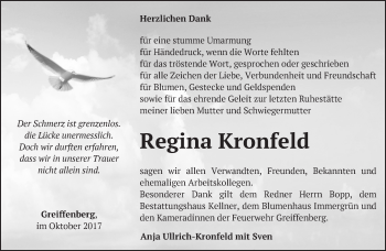 Traueranzeige von Regina Kronfeld von Märkische Oderzeitung