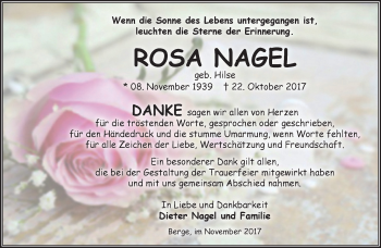 Traueranzeige von Rosa Nagel von Märkische Oderzeitung