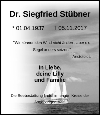 Traueranzeige von Siegfried Stübner von Märkische Oderzeitung