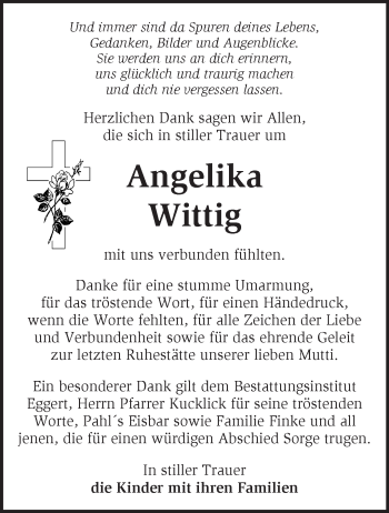 Traueranzeige von Angelika Wittig von Märkische Oderzeitung